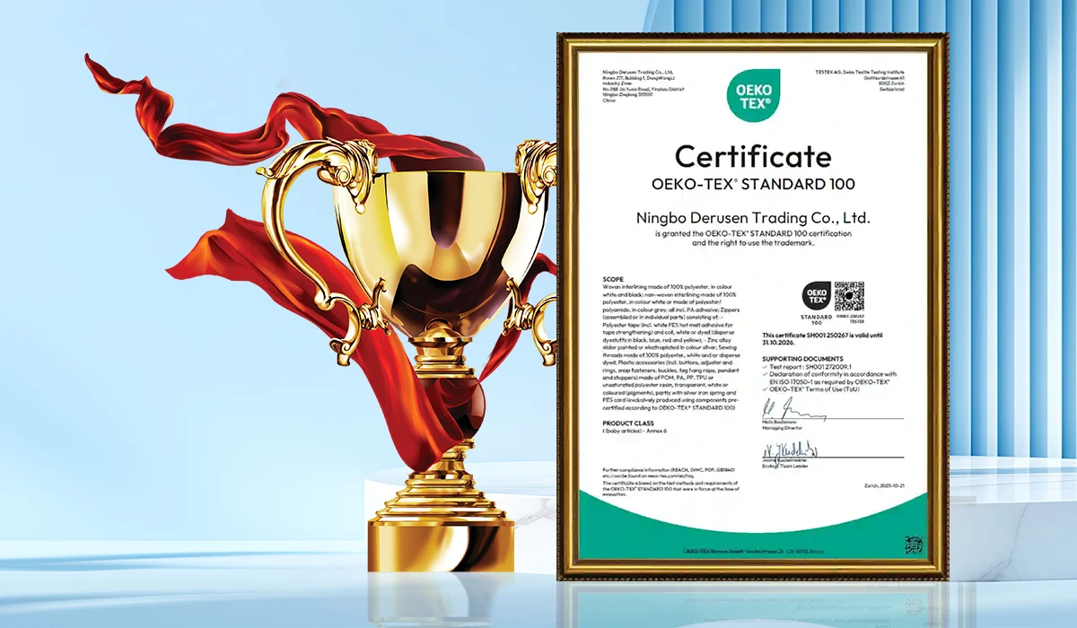 OEKO-TEX Standard 100 certificate for Derusen fabrics